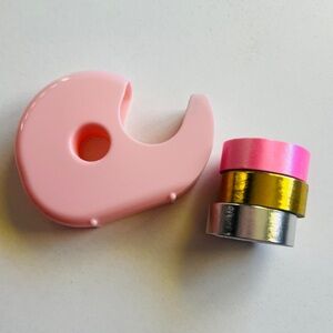 Pink Tape Dispenser with 3 Metallic Colorful Tapes